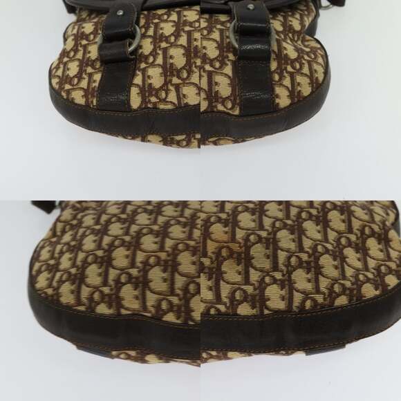 DIOR Trotter Canvas Shoulder Bag Brown Silver - Picture 10 of 12